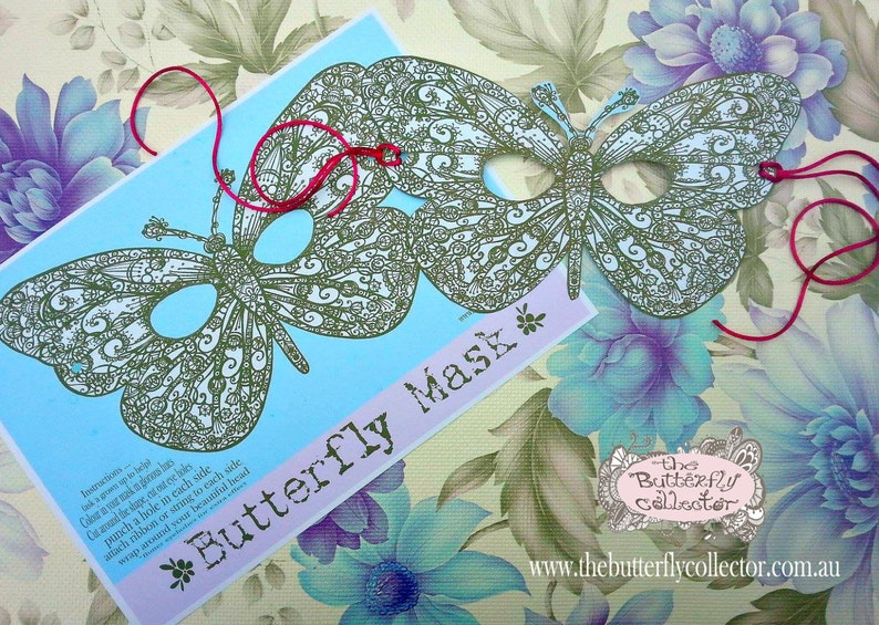 Printable Digital Paper Fairy Princess Party Favor Childrens Butterfly Mask Halloween image 3