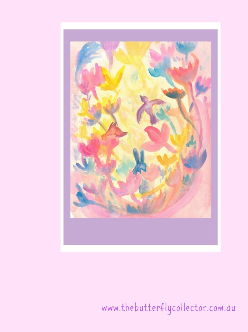 Pastel Forest Watercolour Digital Downloadable Printable Art Print Nursery Children's Room image 5