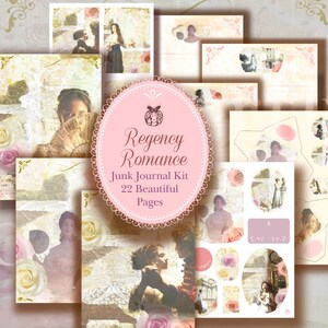 Kit di pagine di diario spazzatura Romance Era Regency. Jane Austen Bridgerton Victorian Inspired Scrapbook Ephemera stampabile collage digitale download
