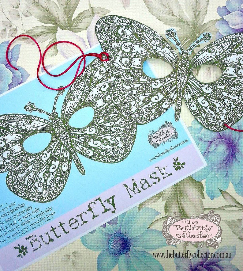 Printable Digital Paper Fairy Princess Party Favor Childrens Butterfly Mask Halloween image 1