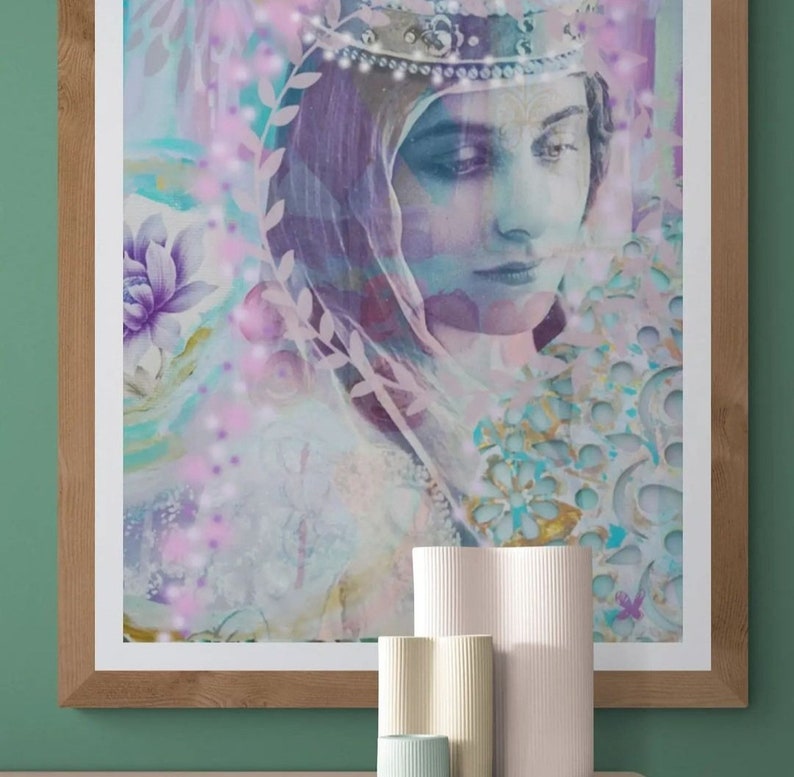 Holy Divine Spiritual Boho Digital Collage Pastel Printable Downloadable Art Print. image 4