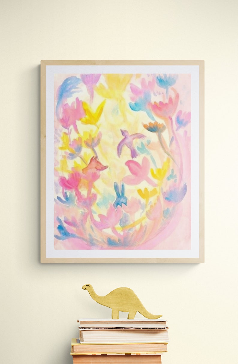 Pastel Forest Watercolour Digital Downloadable Printable Art Print Nursery Children's Room image 6