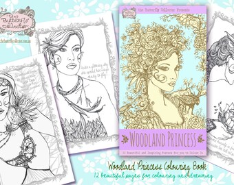 Woodland Princess Printable Downloadable Coloring Book