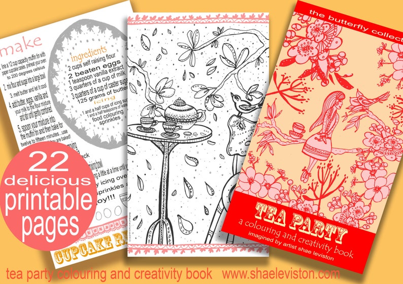 Tea Party Printable Colouring and Creativity Book image 1