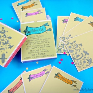 Crea una caja de deseos y tarjetas. Imprimibles para niños o como recuerdo de fiesta. Fiesta infantil. Oráculo. Tarjetas de ángeles. Recuerdos de fiesta.
