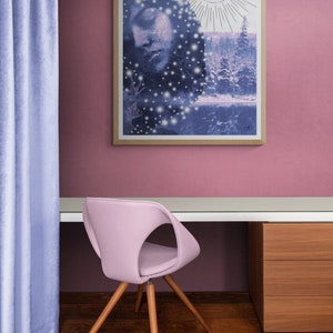 Stargazer Spiritual Printable Downloadable Blue Boho Art Print Wall Decor image 3