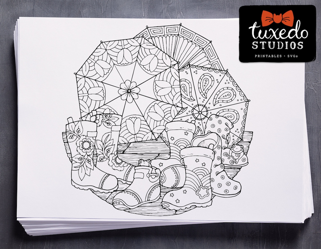 Spring Showers Coloring Page • Adult Coloring Page • Printable Coloring ...