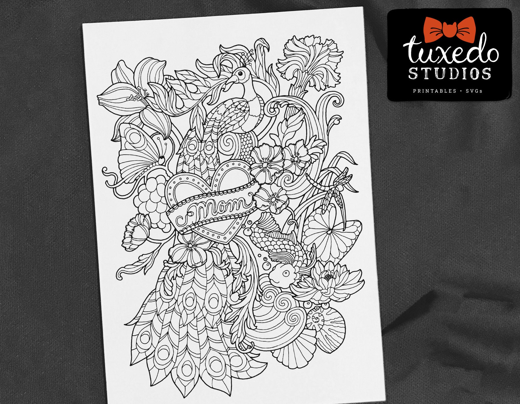 Whimsical Garden Coloring Page • Adult Coloring Page • Printable