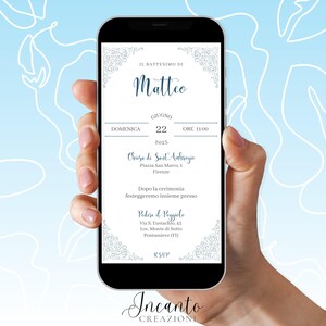 NUOVO Invito Battesimo Bambino, Invito Battesimo digitale, Invito Battesimo Whatsapp, Invito Battesimo Elegante