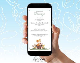 NEW Baby Baptism Invitation, Digital Baptism Invitation, Whatsapp Baptism Invitation, Elegant Baptism Invitation, Fawn Baptism Invitation