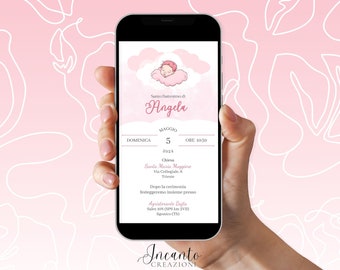 NEW Baby Girl Baptism Invitation, Digital Baptism Invitation, Whatsapp Baptism Invitation, Baptism Invitation with Baby Girl
