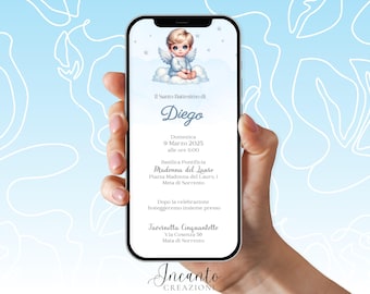 NEW Baby Baptism Invitation, Digital Baptism Invitation, Whatsapp Baptism Invitation, Little Angel Baptism Invitation