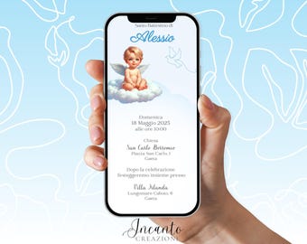NEW Baby Baptism Invitation, Digital Baptism Invitation, Whatsapp Baptism Invitation, Little Angel Baptism Invitation