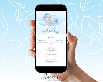 NEW Baby Baptism Invitation, Digital Baptism Invitation, Whatsapp Baptism Invitation, Baptism Invitation with Baby
