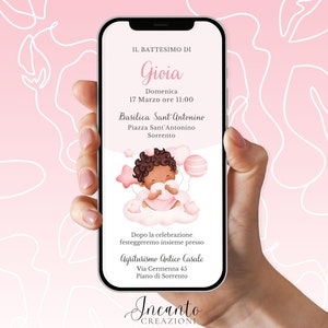NUOVO Invito Battesimo Bambina, Invito Battesimo digitale, Invito Battesimo Whatsapp, Invito Battesimo Palloncini