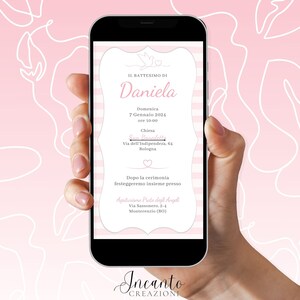 NUOVO Invito Battesimo Bambina, Invito Battesimo digitale, Invito Battesimo Whatsapp, Invito Battesimo Elegante