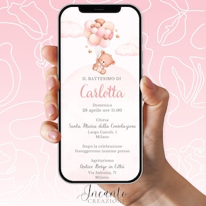 NUOVO Invito Battesimo Bambina, Invito Battesimo digitale, Invito Battesimo Whatsapp, Invito Battesimo Elegante