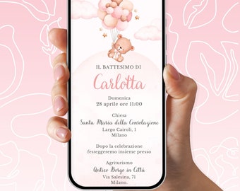 NUOVO Invito Battesimo Bambina, Invito Battesimo digitale, Invito Battesimo Whatsapp, Invito Battesimo Elegante