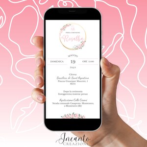Invitación digital de Primera Comunión para niñas, ideal para Whatsapp