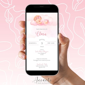 NUOVO Invito Battesimo Bambina, Invito Battesimo digitale, Invito Battesimo Whatsapp, Invito Battesimo con Bambina