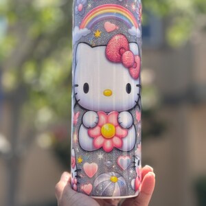 Flower Kitty 20oz Tumbler.. Custom Kitty Tumbler.. So cute for girls who love pink!!