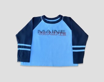 Vintage Children's Maine Spellout Long Sleeve Tshirt Blue 12-18M