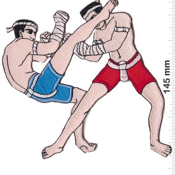 Boxen Muay Thai Boxer Foot Kick 14 Cm Embroidered Patch Badge Applique Iron on