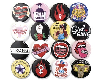 Feminist Badges Set 16 x Pins Buttons