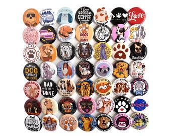 Funny Dog Lover Pin Badges x50 Bulk Wholesale Animal 32mm Badge Lot