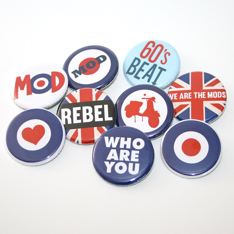 Mod Target 60s UK Badges Buttons Pins x 9 Etsy