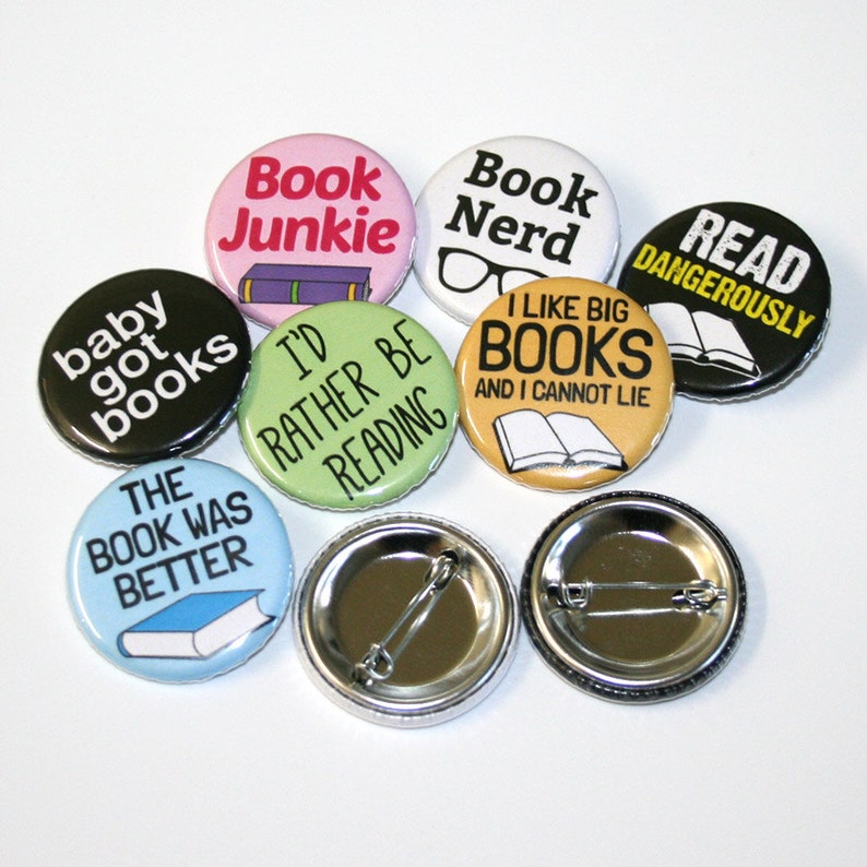 Book Nerd Bookworm Badges Buttons Pinbacks image 3