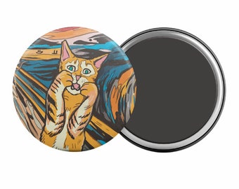 The Scream Cat Fridge Magnet Edvard Munch Art Parody