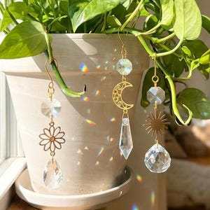 Plant Vine Charm Hanging Suncatcher Plant Jewelry Sun Catcher Indoor Window Rainbow Maker Infoor Garden Art & Decor Houseplant Accessories