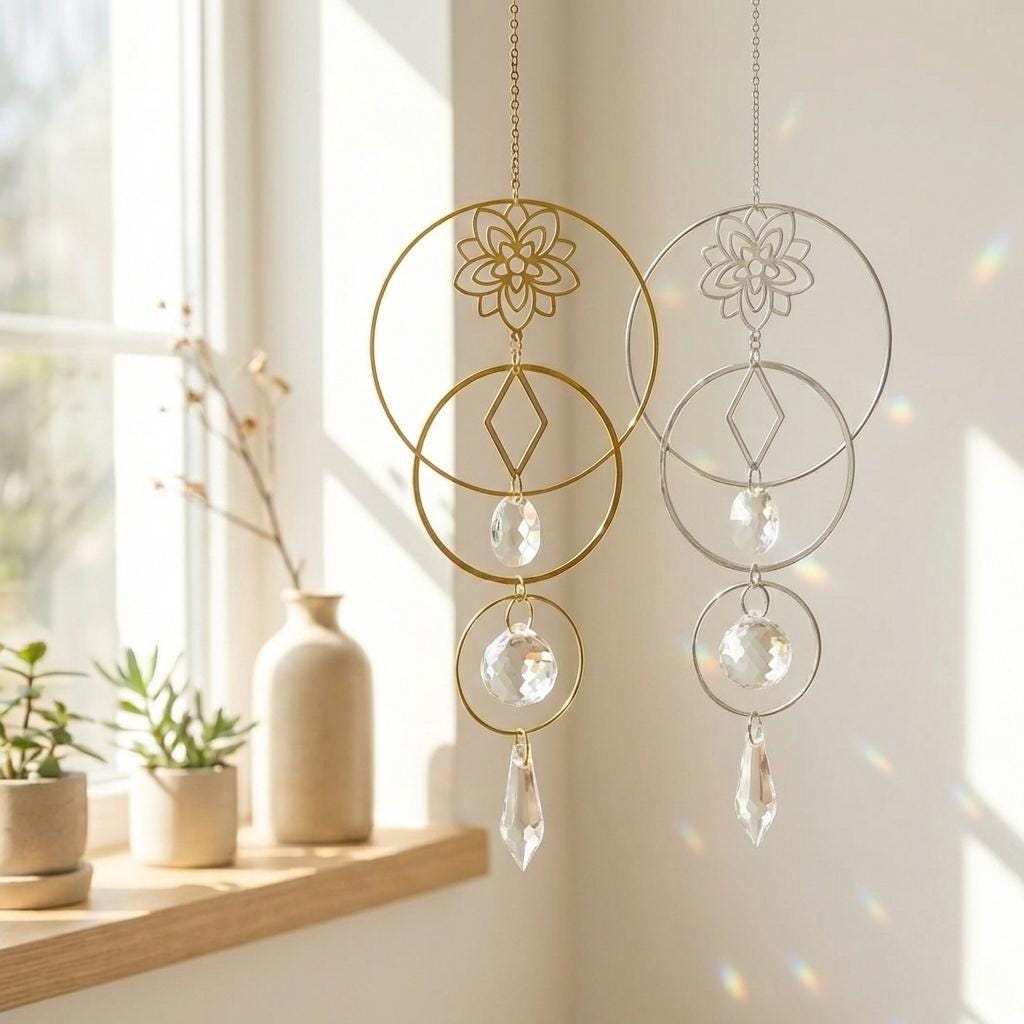 Crystal Suncatcher for Window Rainbow Maker Boho Prism Sun Catcher ...
