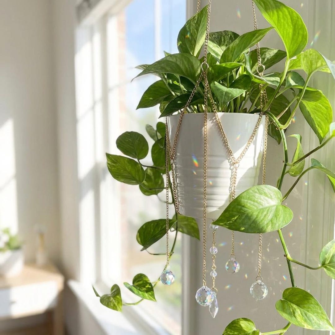 Crystal Suncatcher Macrame Plant Hanger Boho Rainbow Maker Plant Hangers Wall Plant Macrame Home Decor