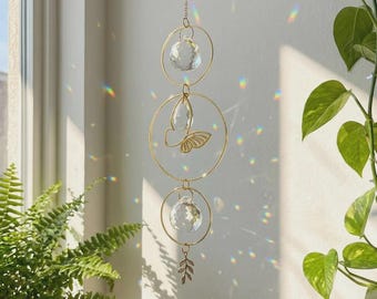 Butterfly Crystal Suncatcher Rainbow Window Hanging Crystal Prism Sun Catcher Ethereal Butterfly Decor Spiritual Gift Rainbow Maker