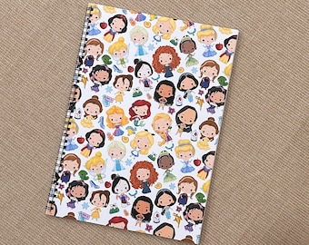 Cuaderno de anillos - Princesas - Cuaderno de personajes coloridos - Regalo para fans - Accesorios escolares - cuaderno - diario de notas - dibujo