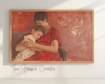 Mother's Day Frame TV Art: 'A Warm Embrace' Impressionist Oil Painting (Digital Download)
