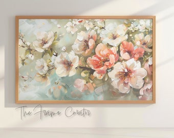 Vintage Cherry Blossom Oil Painting: 4K Frame TV Art (Digital Download)