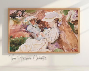 John Singer Sargent watercolour painting 'Mrs Barnard and her Daughter' Frame TV Art optimised for Samsung Frame TV and other 16:9 displays.