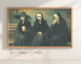 Halloween Frame TV Art: Scream Masks 'Coffee Mornings' (Digital Download)