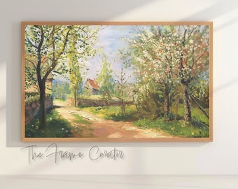 Antique Impressionist 'Spring Orchard' Oil Painting for Frame TV (Digital Download)