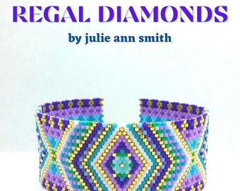 Julie Ann Smith Designs REGAL DIAMONDS Odd Count Peyote Bracelet Pattern