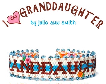 Julie Ann Smith Designs I HEART GRANDDAUGHTER Skinny Mini Odd Count Peyote Bracelet Pattern