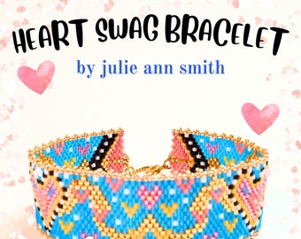 Julie Ann Smith Designs HEART SWAG Odd Count Peyote Bracelet