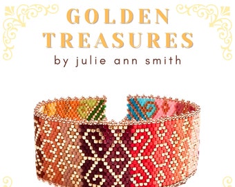 Julie Ann Smith Designs GOLDEN TREASURES Odd Count Peyote Armband Muster