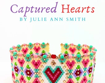 Julie Ann Smith Designs CAPTURED HEARTS Odd Count Peyote Bracelet Pattern