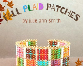 Julie Ann Smith Designs FALL PLAID PATCHES Odd Count Peyote Bracelet Pattern