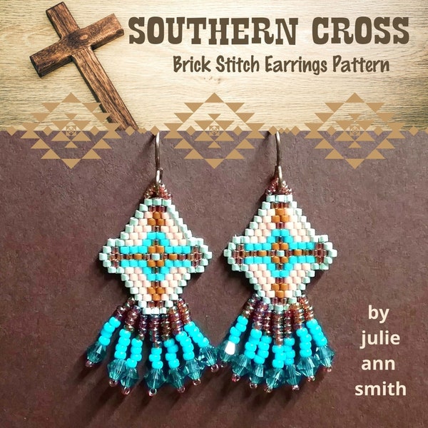 Julie Ann Smith Designs SOUTHERN CROSS Brick Stitch Charms Earring Pattern
