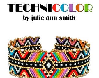 Julie Ann Smith Designs TECHNICOLOR Odd Count Peyote Armband Muster